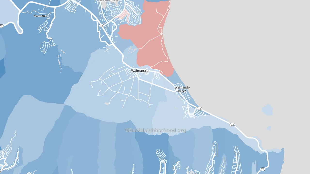 Waimanalo, HI block-group political-lean map