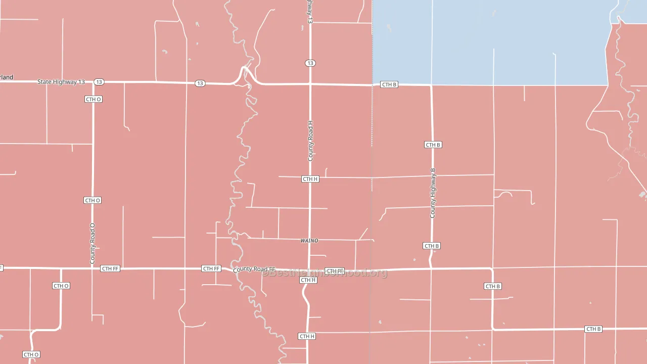 Waino, WI block-group political-lean map