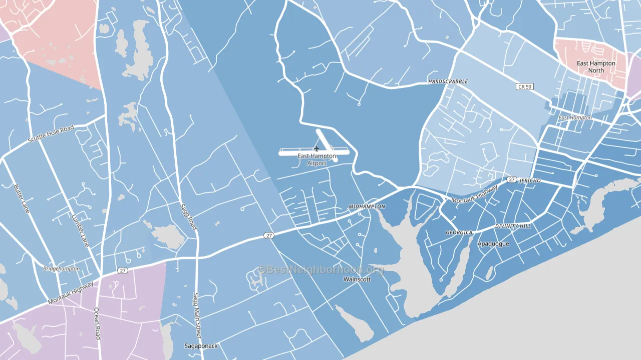 Wainscott, NY block-group political-lean map