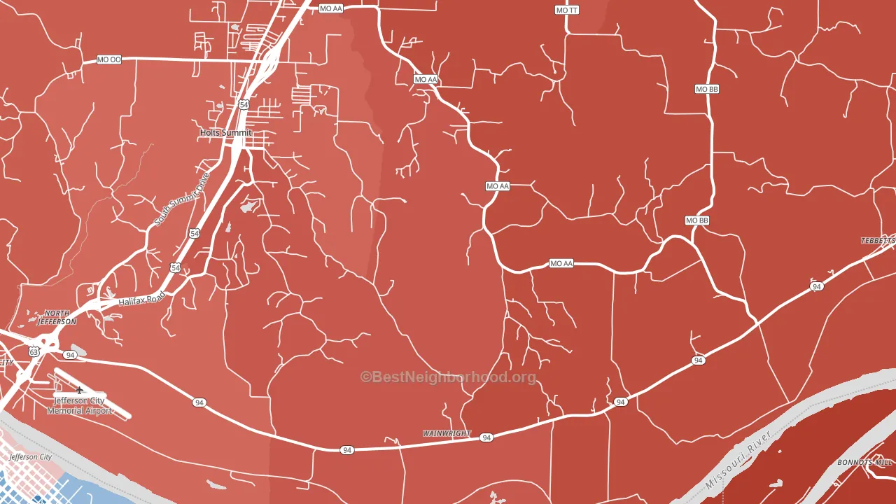 Wainwright, MO block-group political-lean map