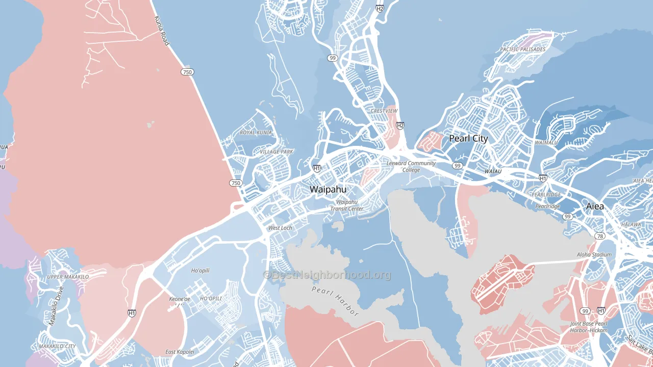 Waipahu, HI block-group political-lean map