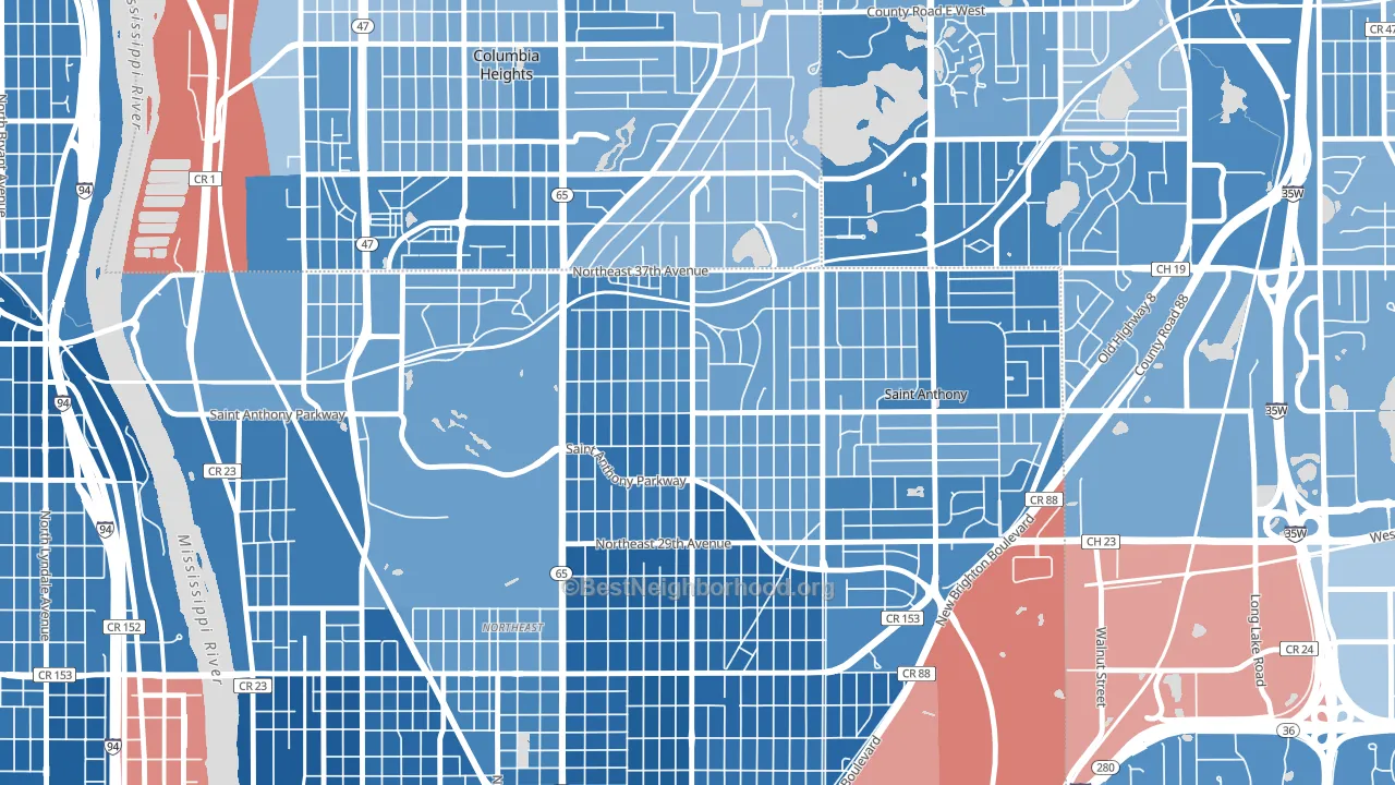 Waite Park, Minneapolis, MN block-group political-lean map