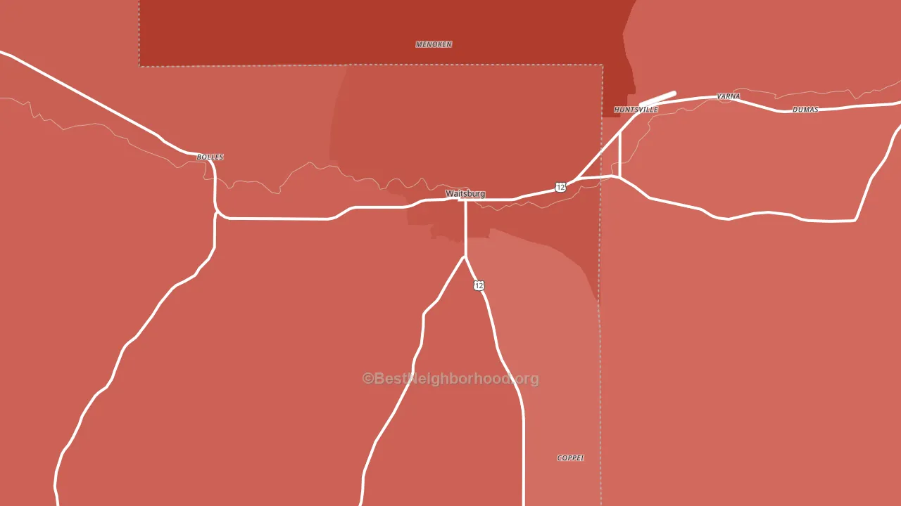 Waitsburg, WA block-group political-lean map