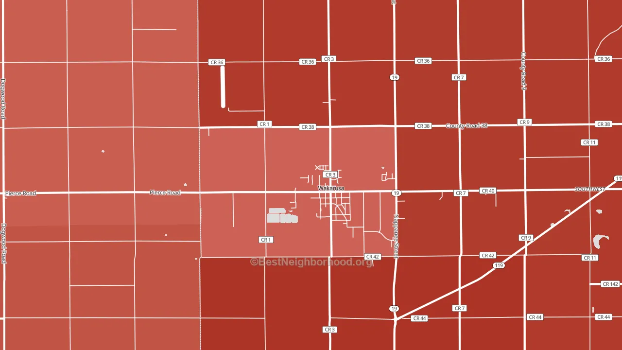 Wakarusa, IN block-group political-lean map