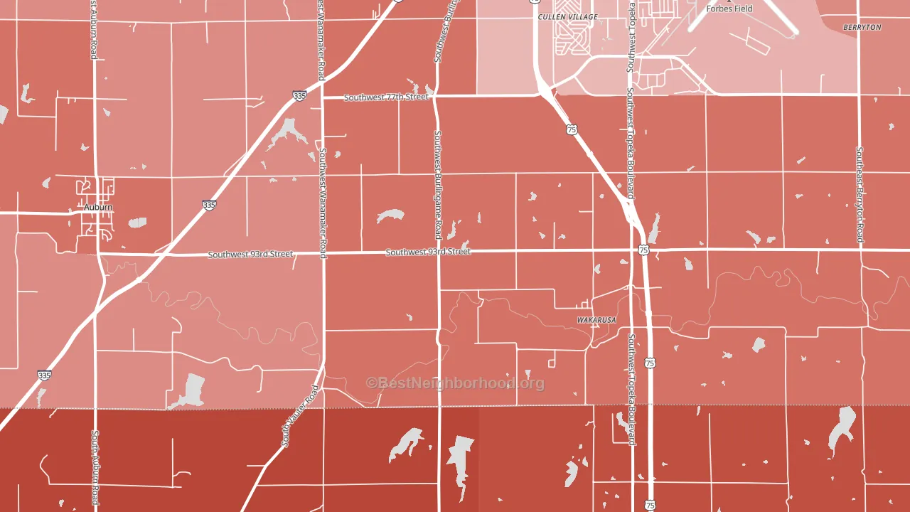 Wakarusa, KS block-group political-lean map