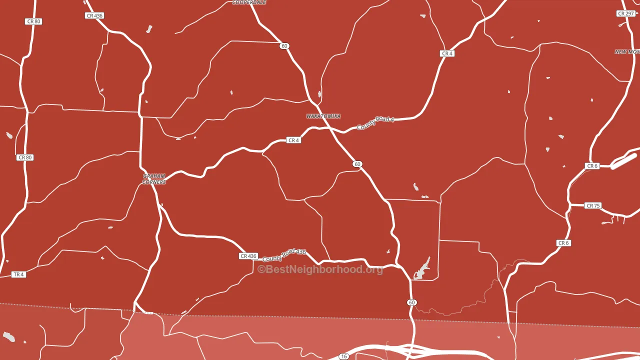 Wakatomika, OH block-group political-lean map