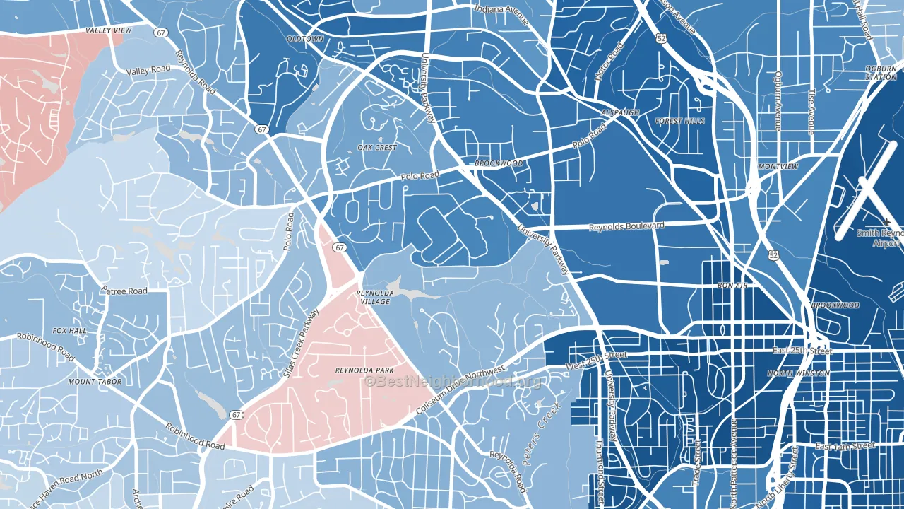 Wake Forest University, Winston-Salem, NC block-group political-lean map