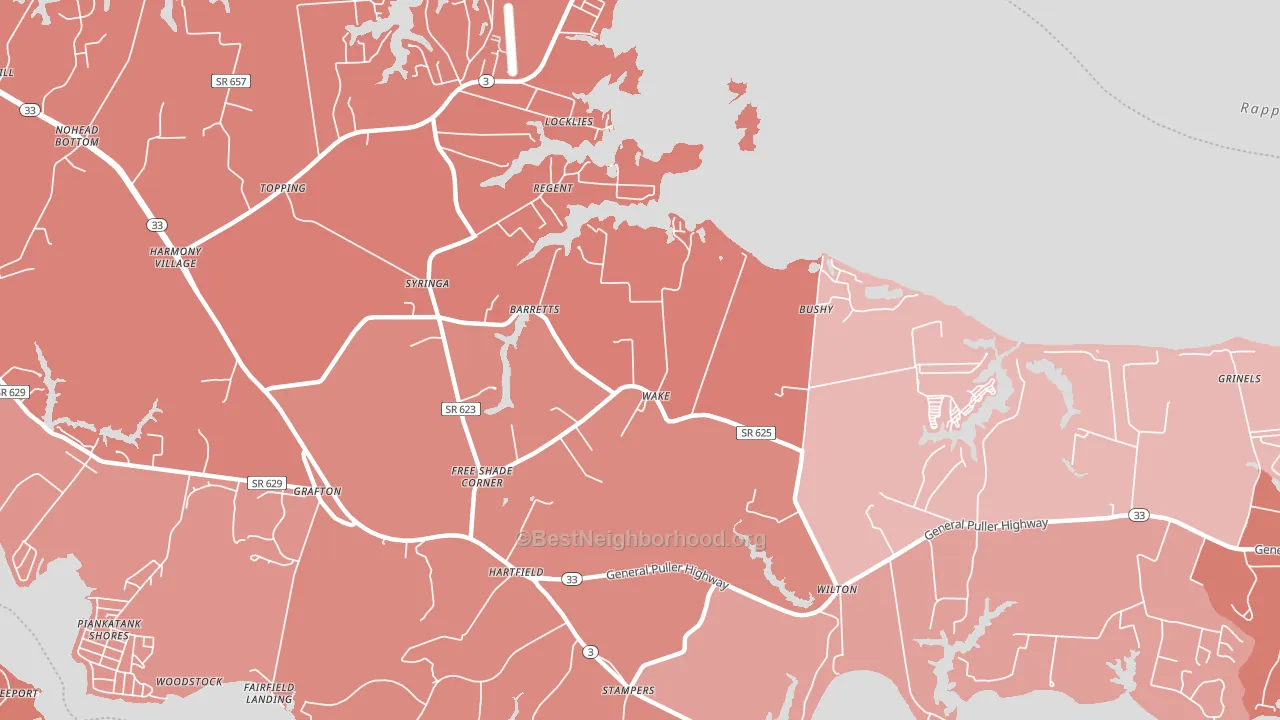 Wake, VA block-group political-lean map