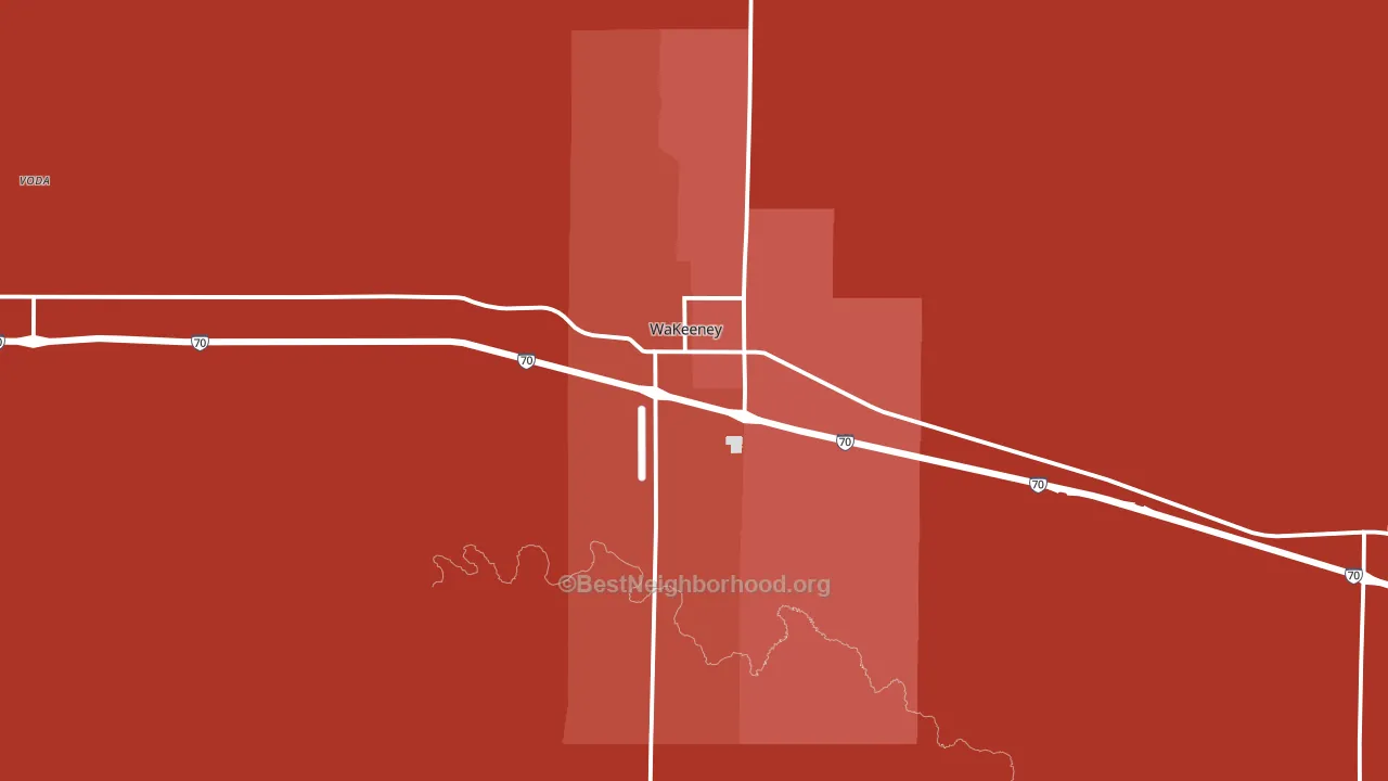 Wakeeney, KS block-group political-lean map