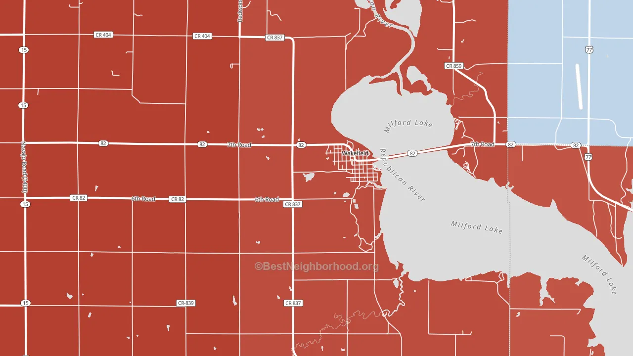 Wakefield, KS block-group political-lean map