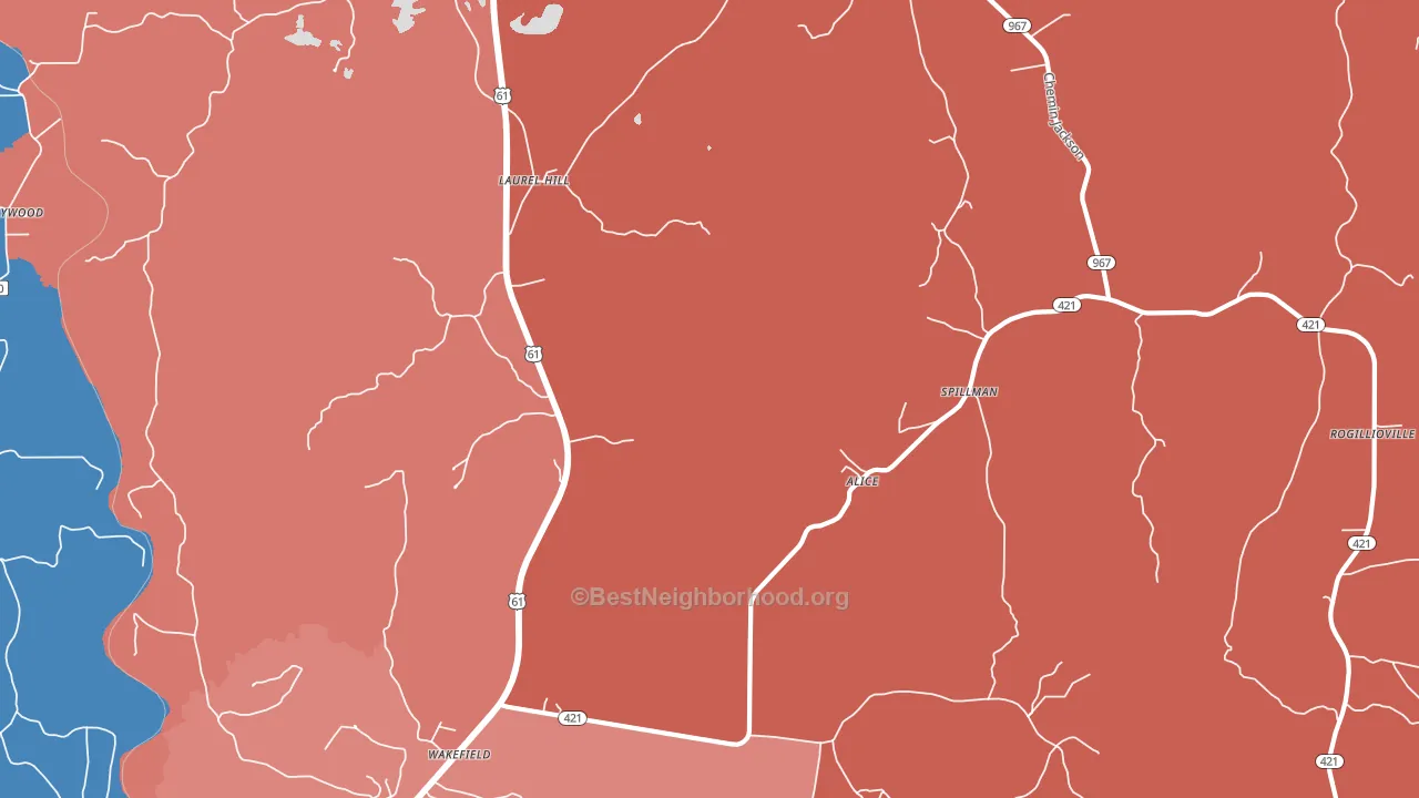 Wakefield, LA block-group political-lean map