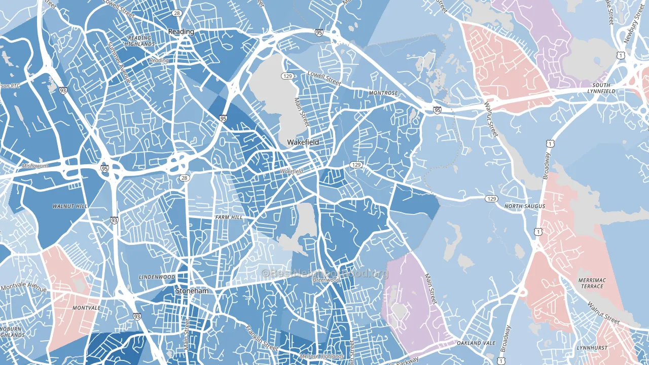 Wakefield, MA block-group political-lean map