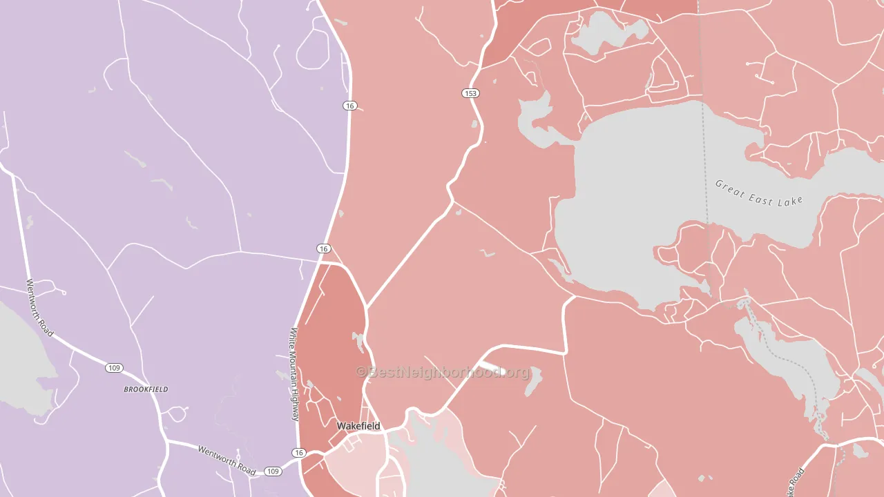 Wakefield, NH block-group political-lean map