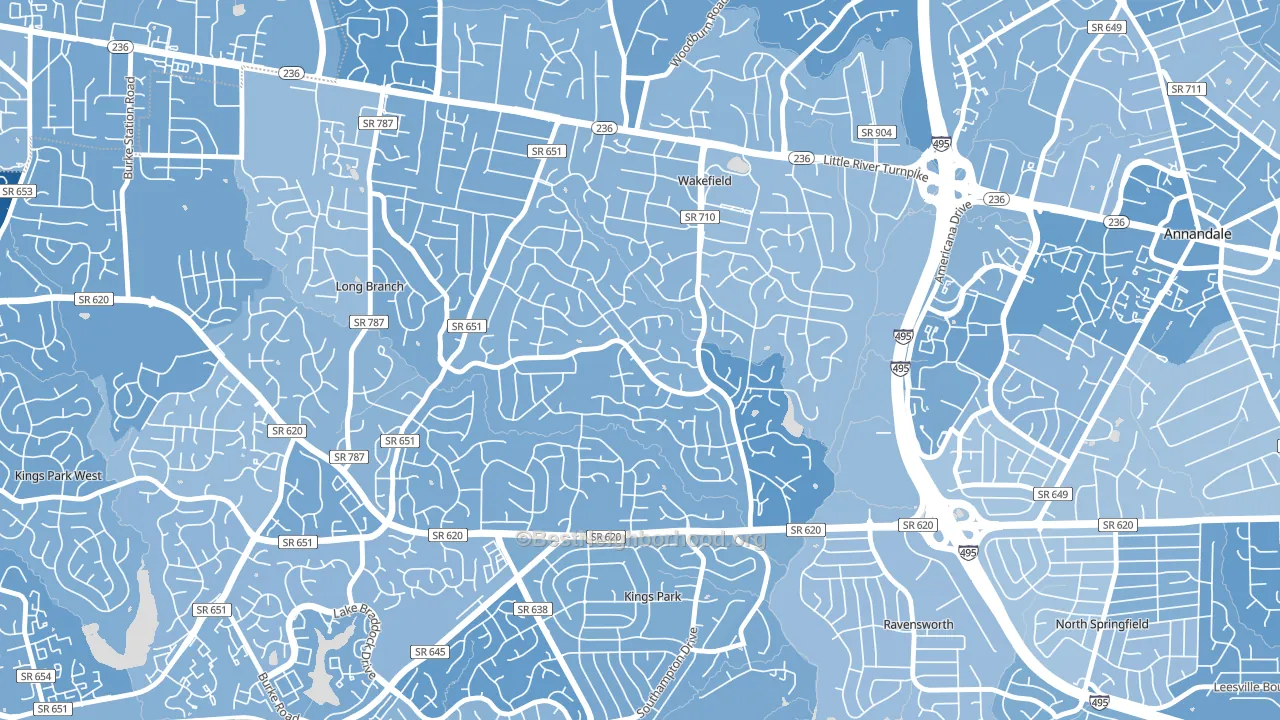 Wakefield Park, Annandale, VA block-group political-lean map