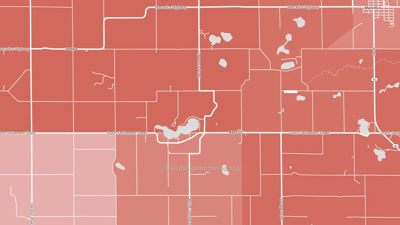 Wakelee, MI block-group political-lean map