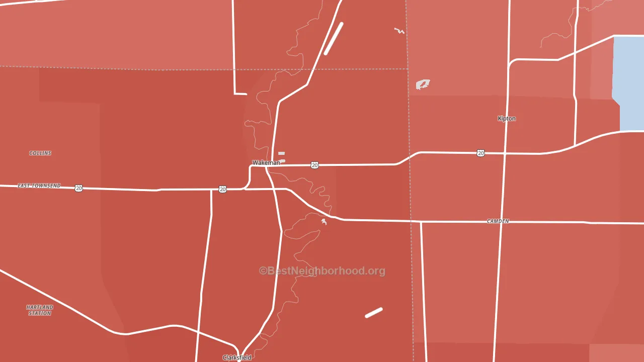 Wakeman, OH block-group political-lean map