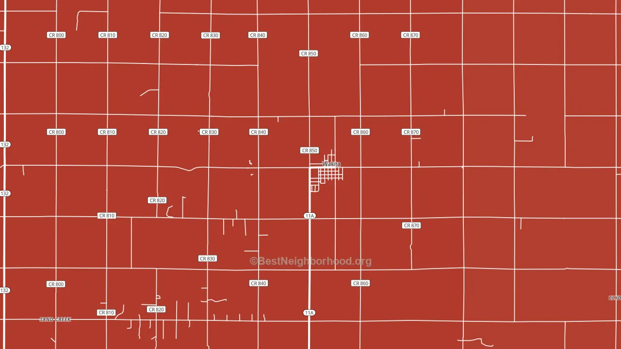Wakita, OK block-group political-lean map