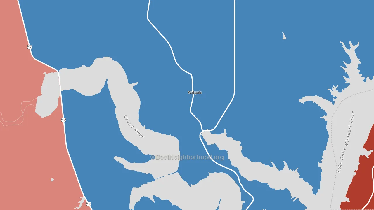 Wakpala, SD block-group political-lean map