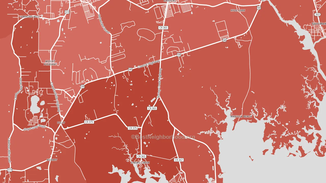 Wakulla Beach, FL block-group political-lean map
