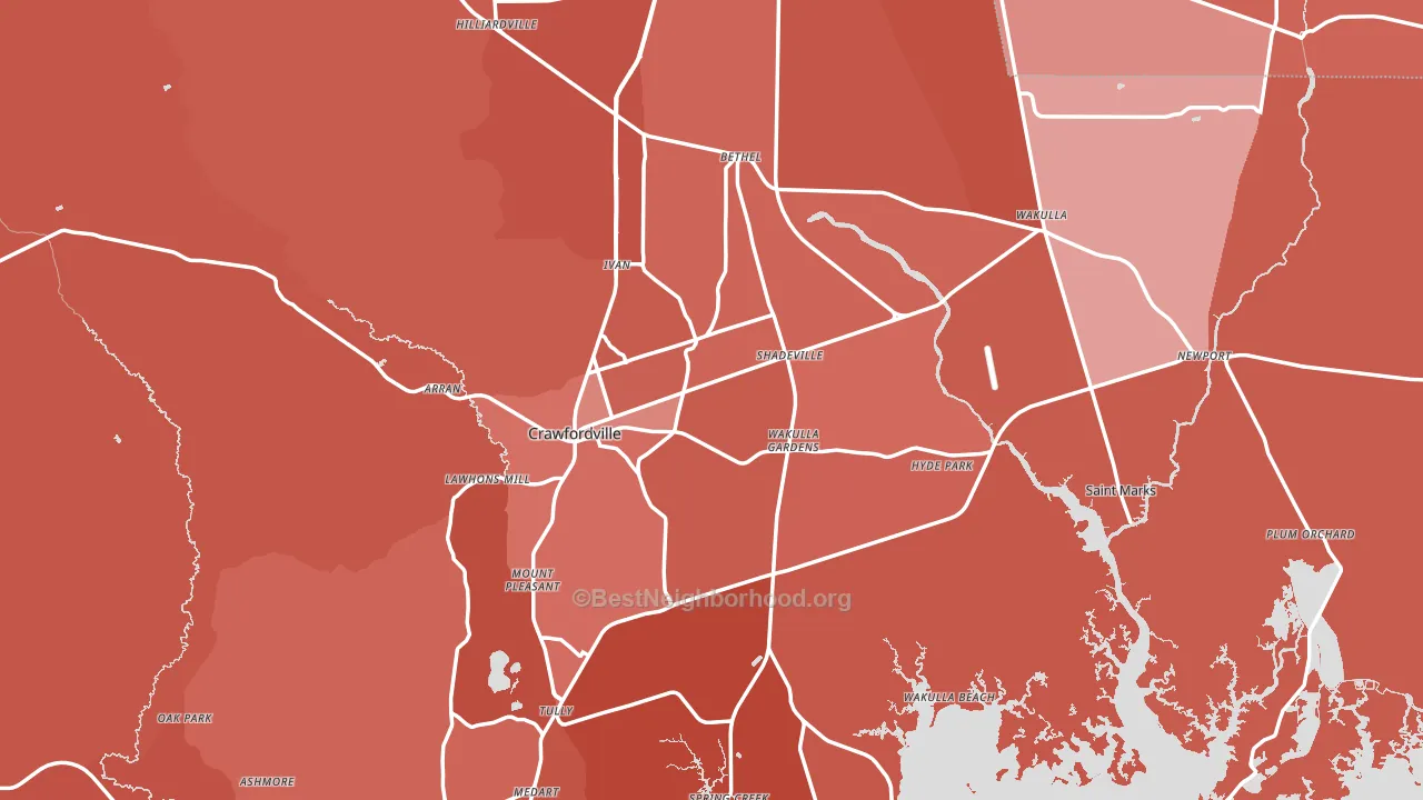Wakulla County, FL block-group political-lean map