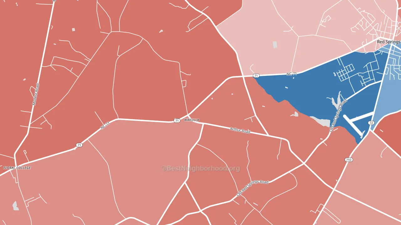 Wakulla, NC block-group political-lean map