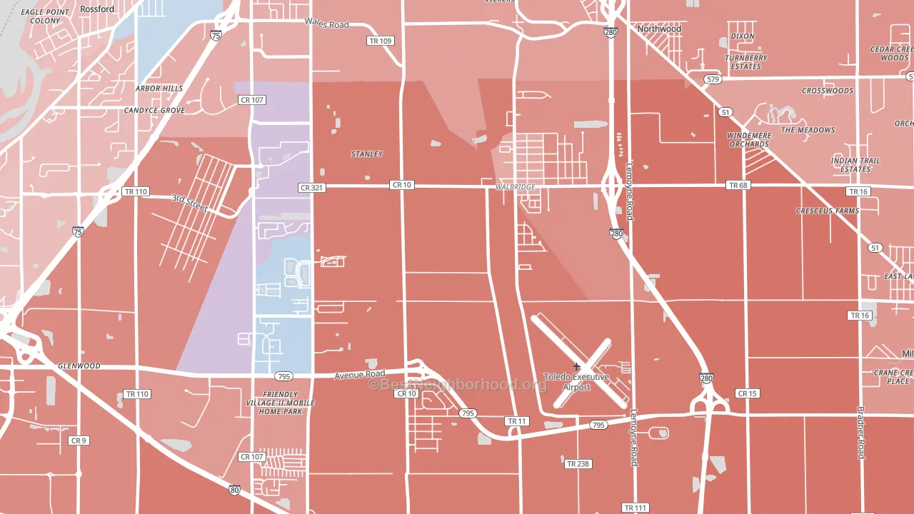 Walbridge, OH block-group political-lean map