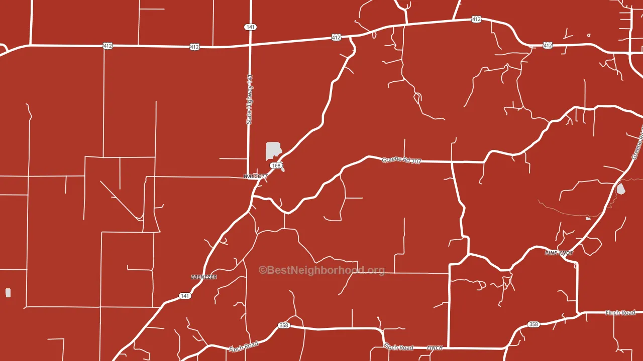 Walcott, AR block-group political-lean map
