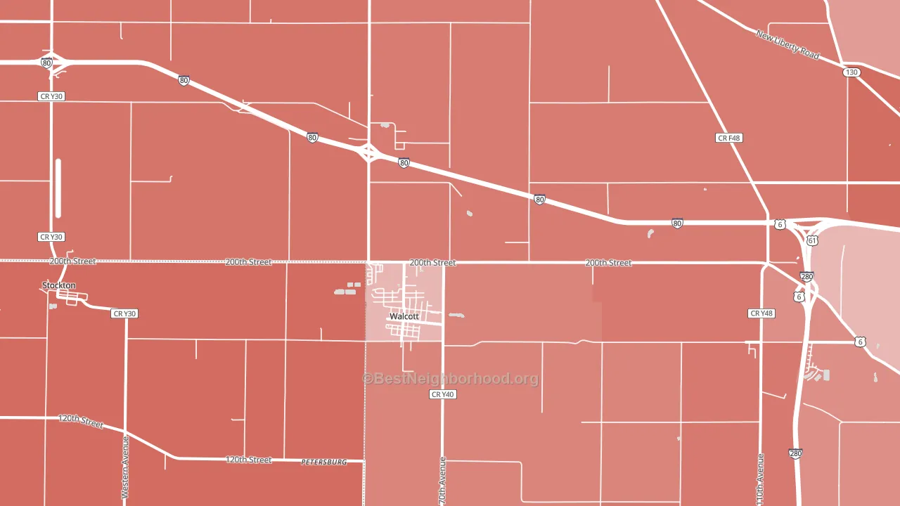 Walcott, IA block-group political-lean map