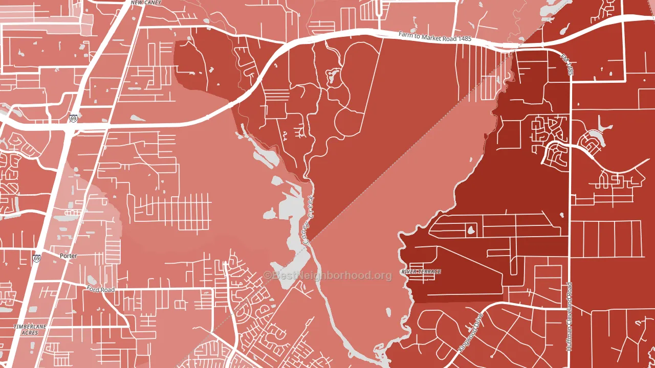 Walden Woods, TX block-group political-lean map