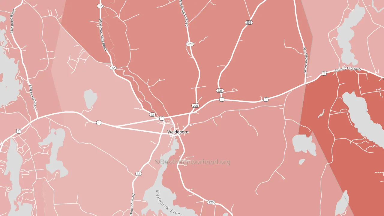Waldoboro, ME block-group political-lean map