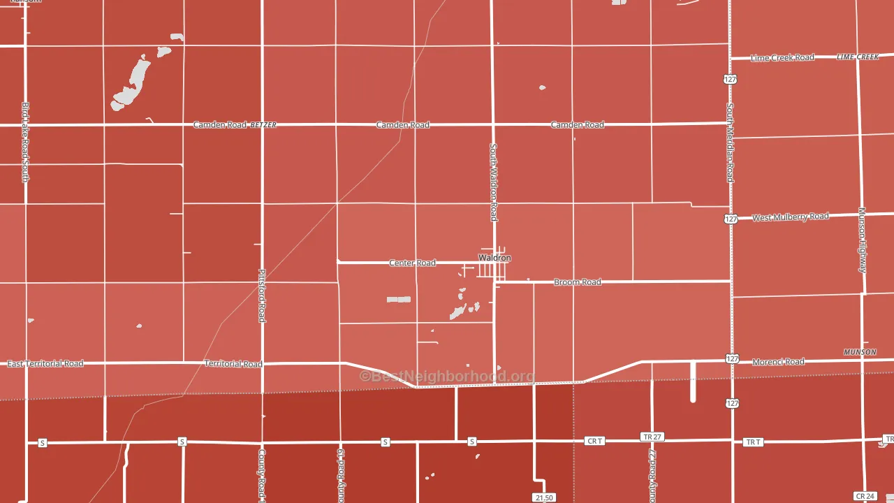 Waldron, MI block-group political-lean map