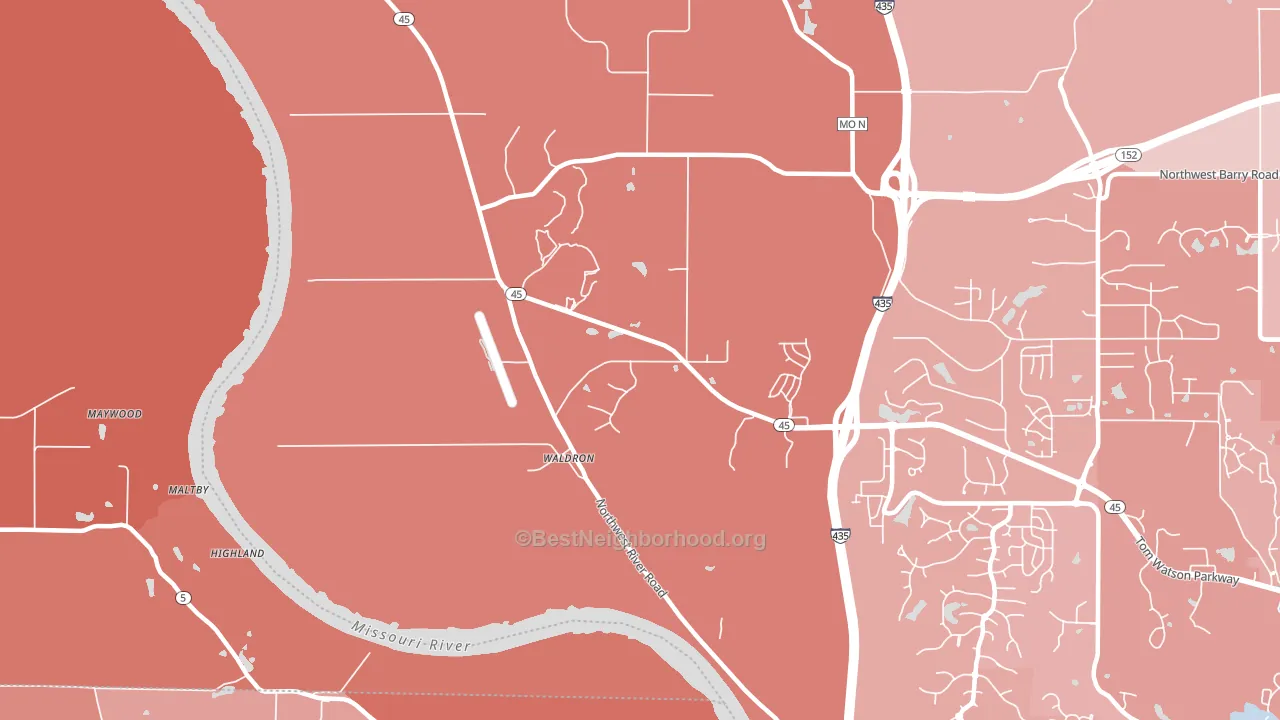 Waldron, MO block-group political-lean map