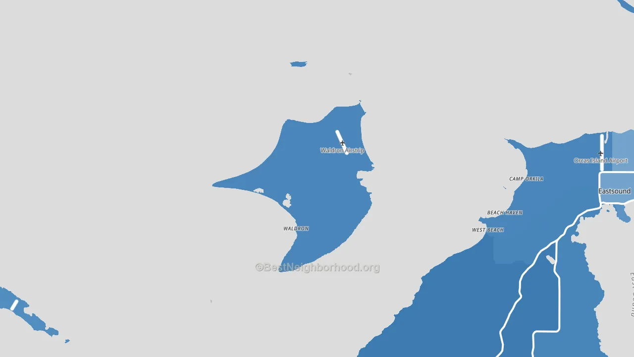 Waldron, WA block-group political-lean map