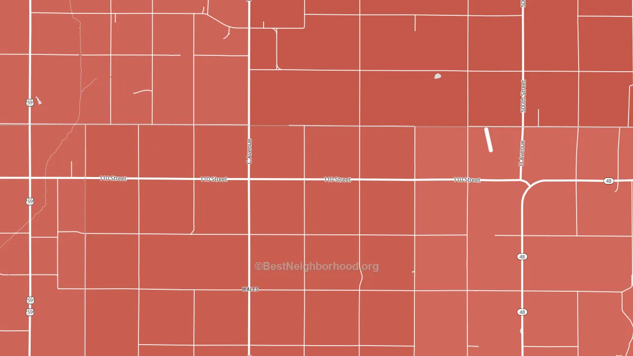 Wales, IA block-group political-lean map