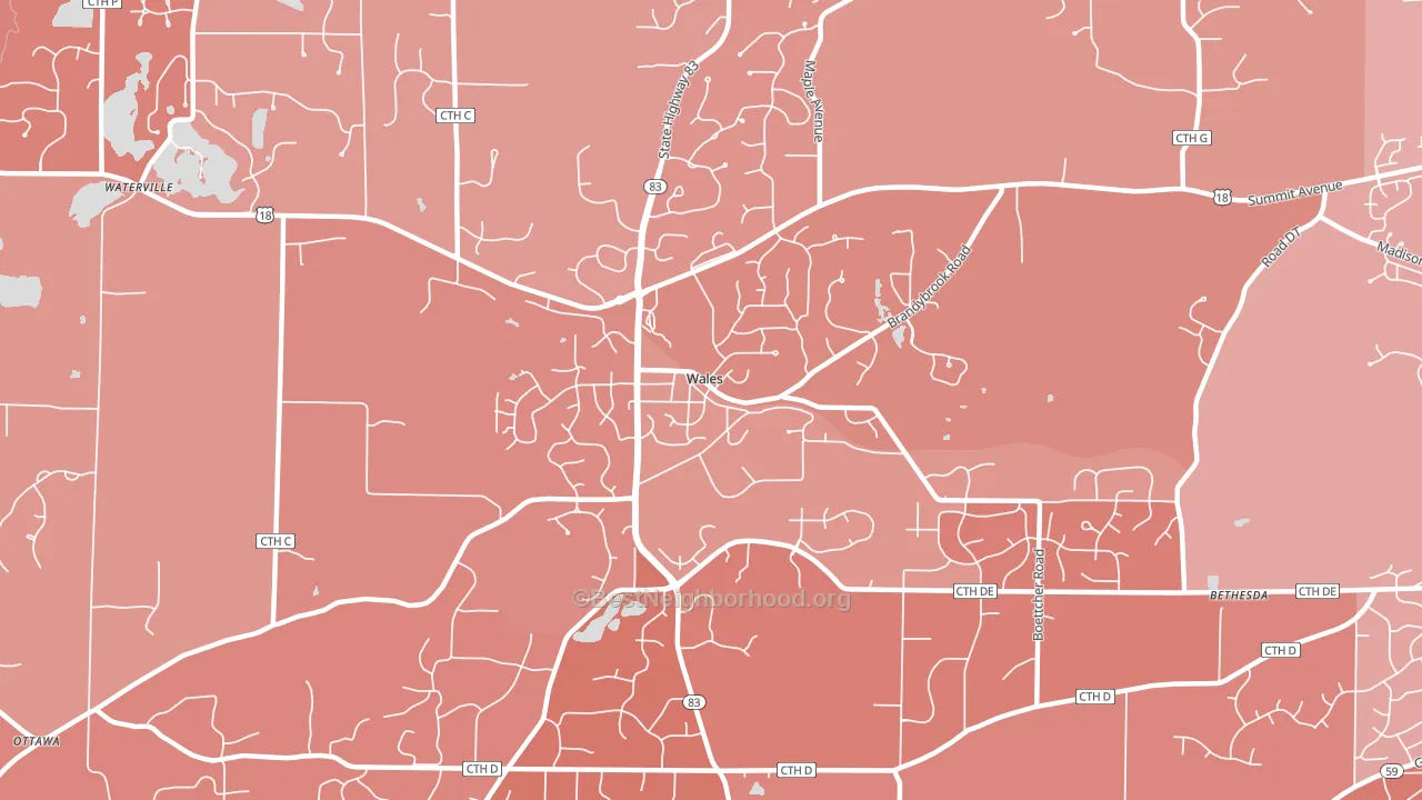 Wales, WI block-group political-lean map