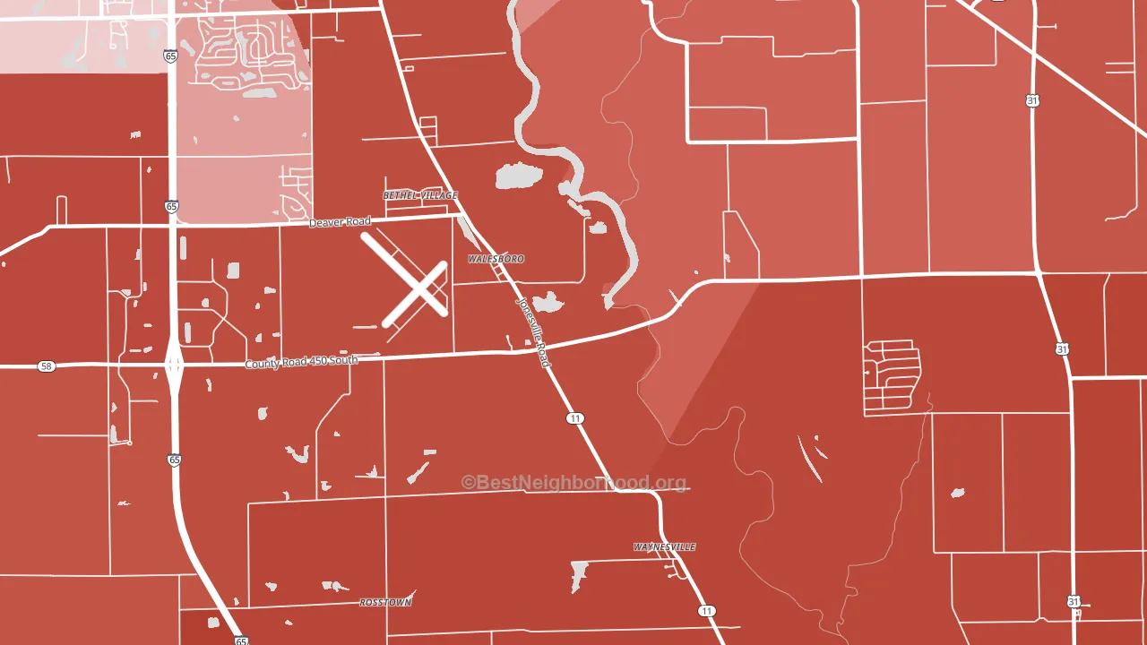 Walesboro, IN block-group political-lean map