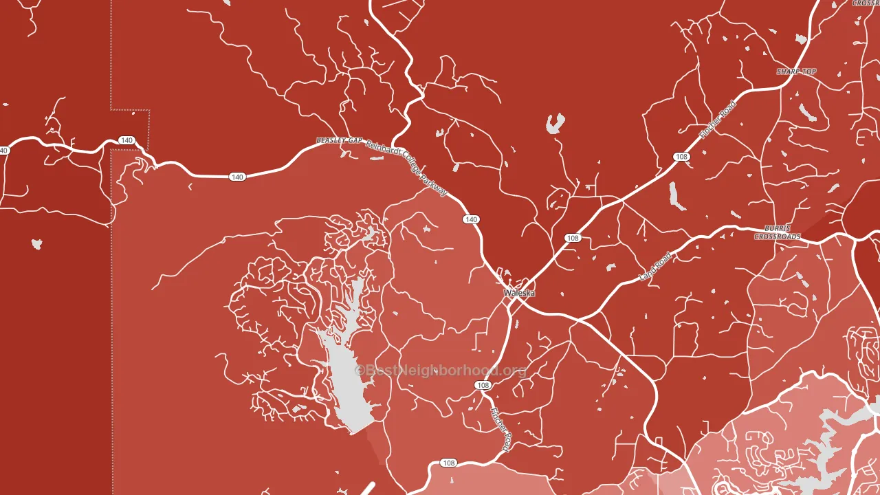 Waleska, GA block-group political-lean map