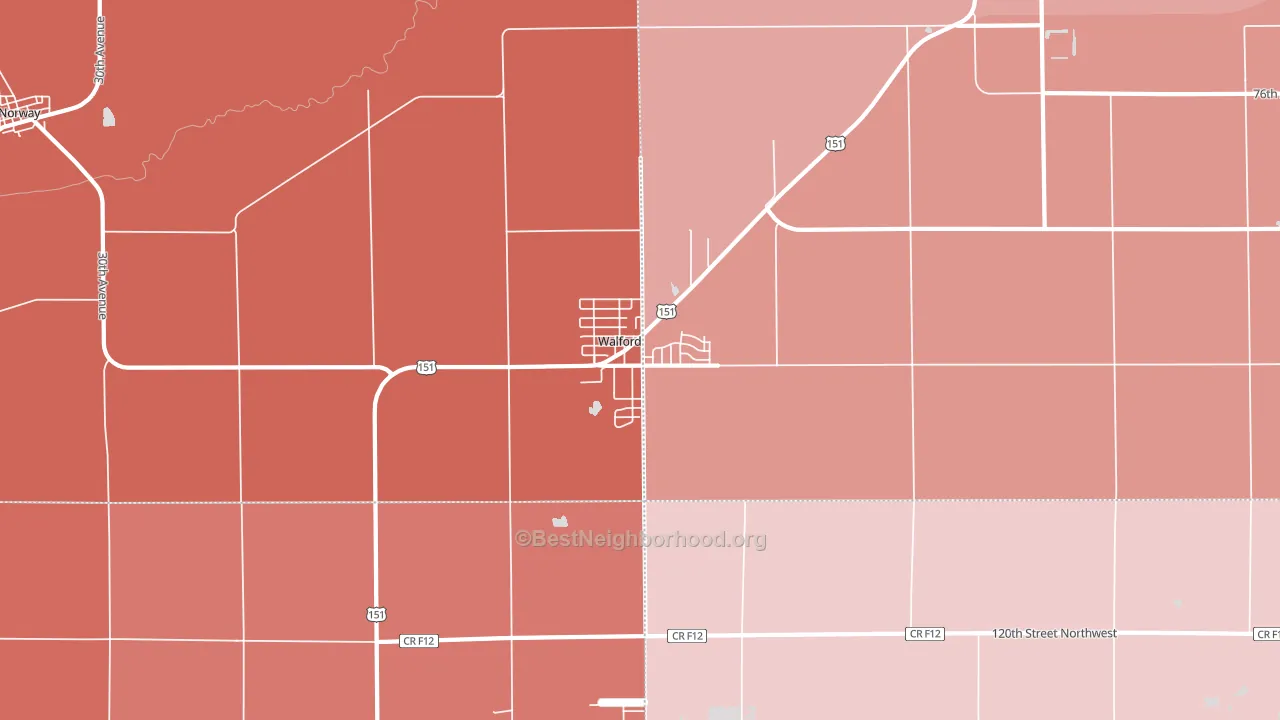 Walford, IA block-group political-lean map
