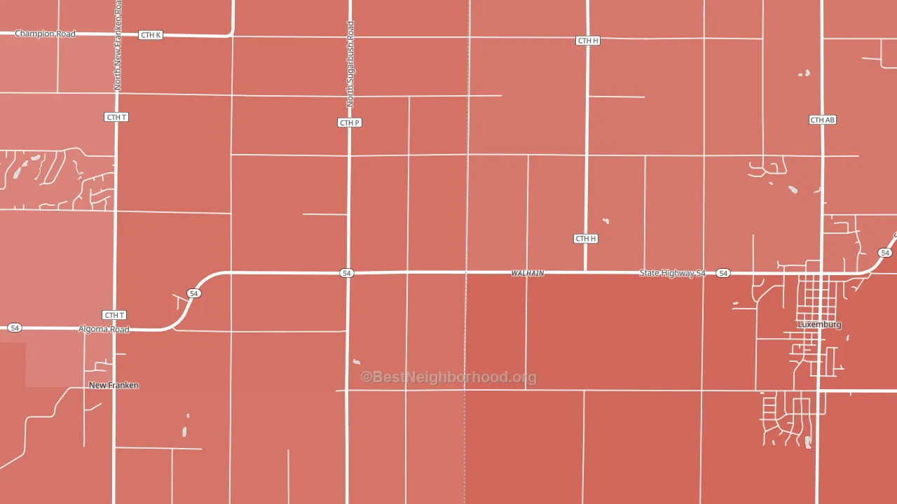 Walhain, WI block-group political-lean map