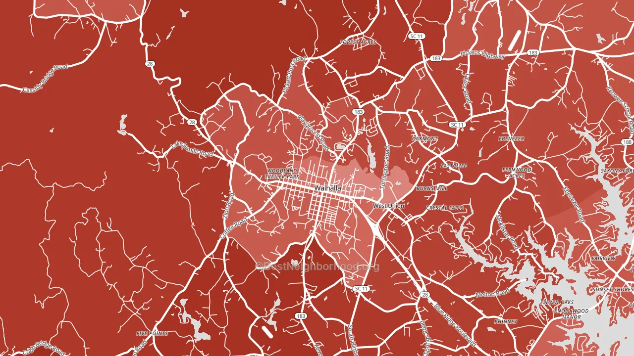 Walhalla, SC block-group political-lean map
