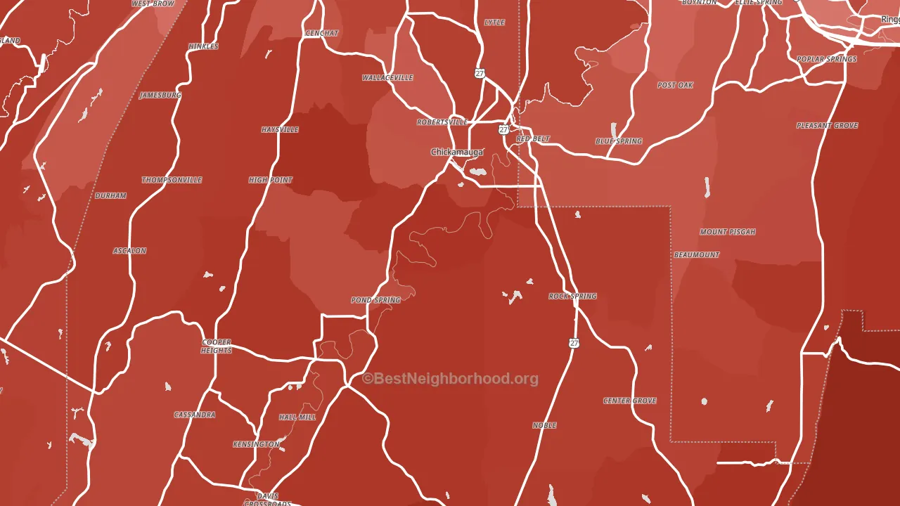 Walker County, GA block-group political-lean map