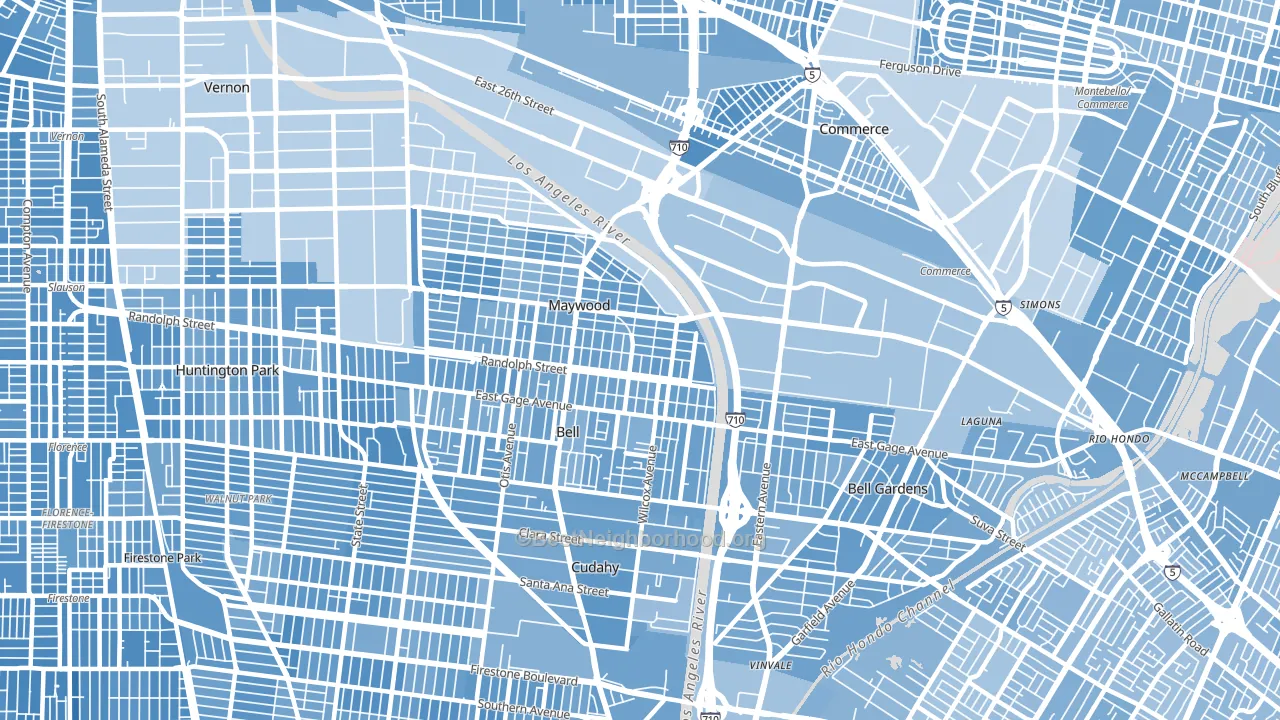 Walker, Maywood, CA block-group political-lean map