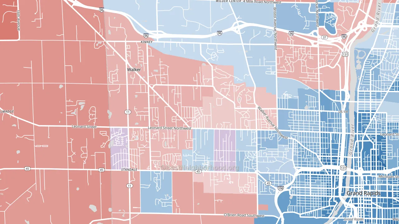Walker, MI block-group political-lean map