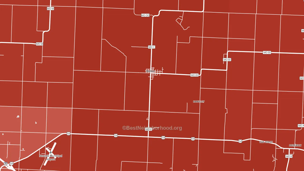 Walker, MO block-group political-lean map