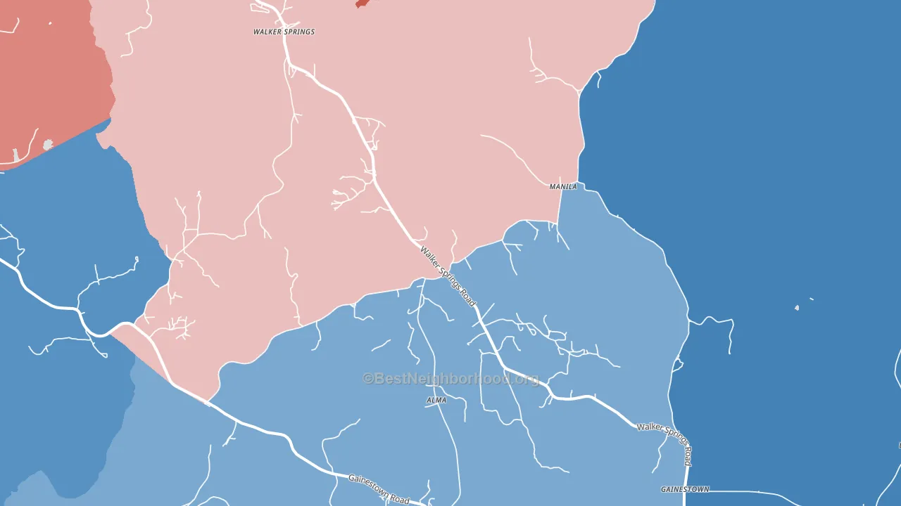 Walker Springs, AL block-group political-lean map