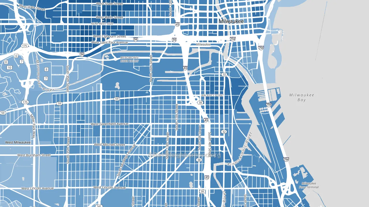 Walker's Point, Milwaukee, WI block-group political-lean map