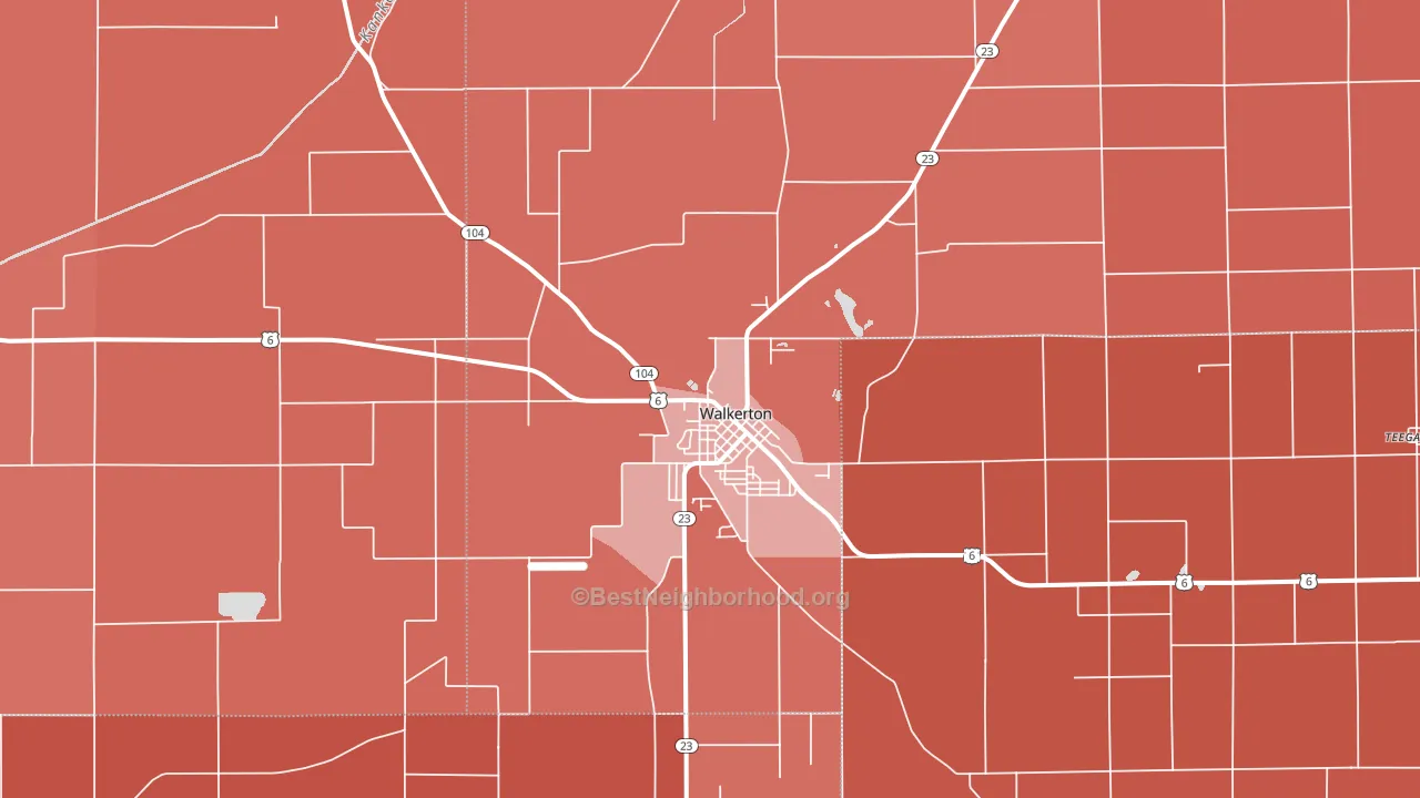 Walkerton, IN block-group political-lean map