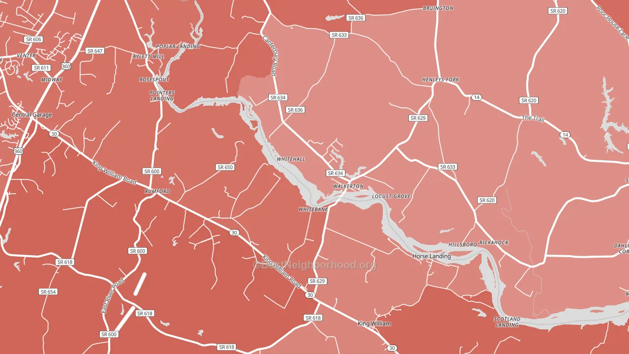 Walkerton, VA block-group political-lean map