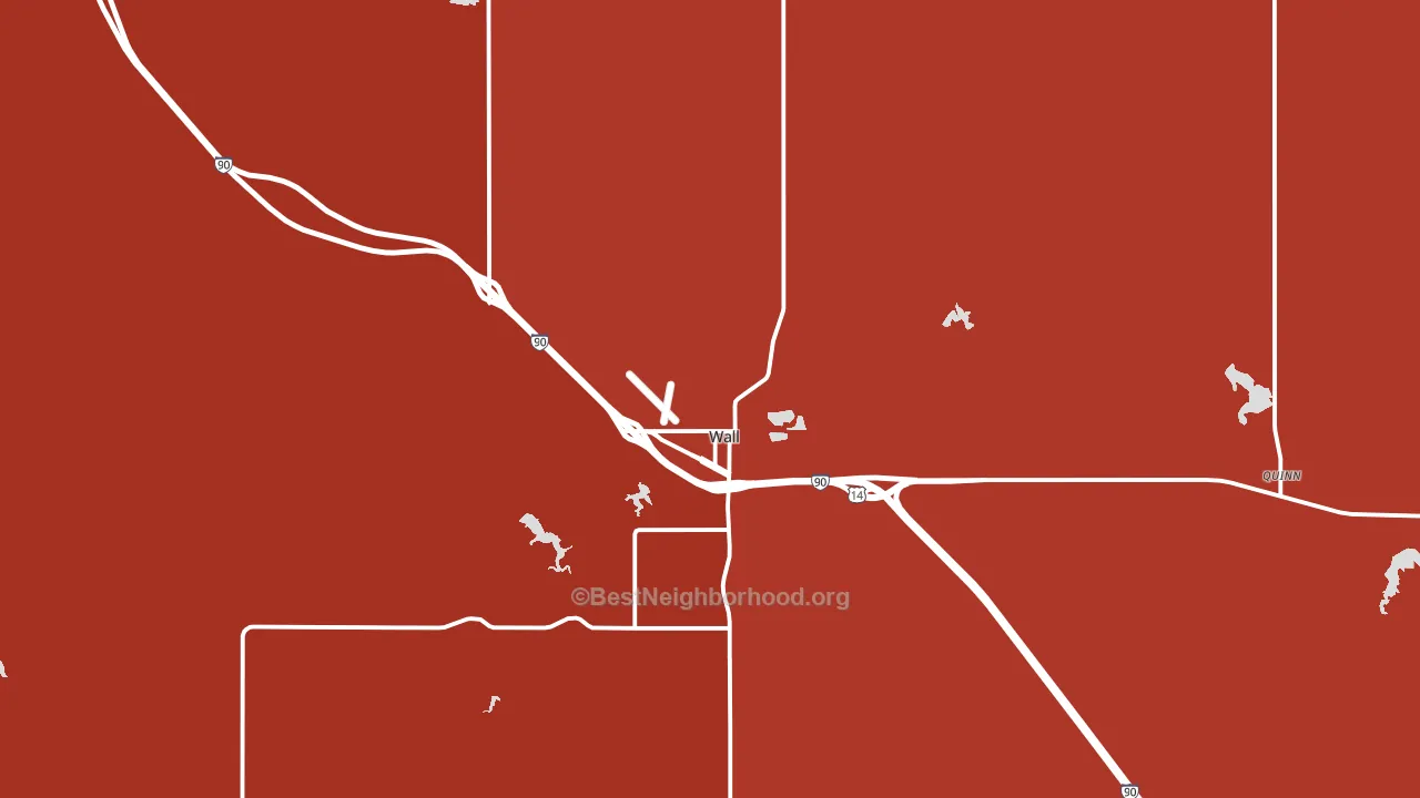 Wall, SD block-group political-lean map