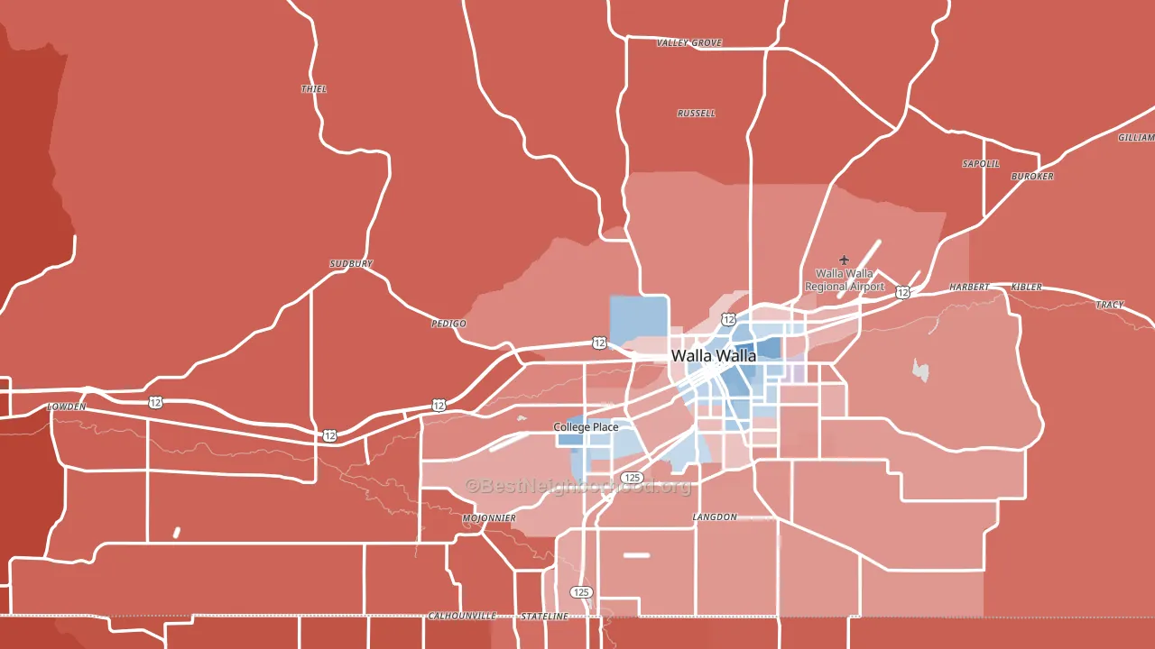 Walla Walla County, WA block-group political-lean map